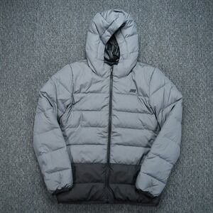 Nike Jacket Womens Medium Gray Black Alliance Reversible Down Full Zip Pockets